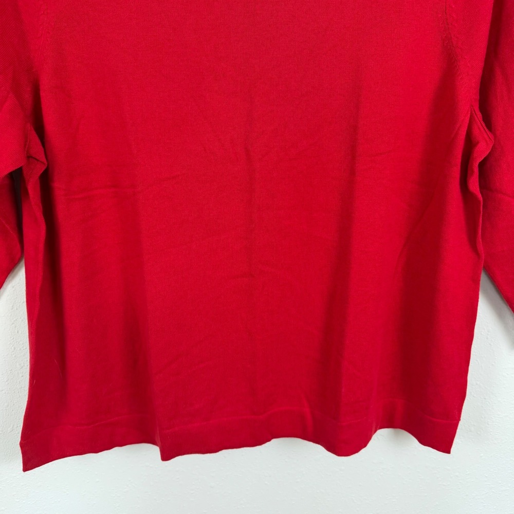 J.Jill Women Red Crew Neck Knit Pullover Sweater 3X Preppy Holiday Christmas - Picture 3 of 9